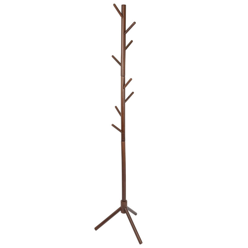 Solid Beech Wood Freestanding Coat Stand, Dark Brown