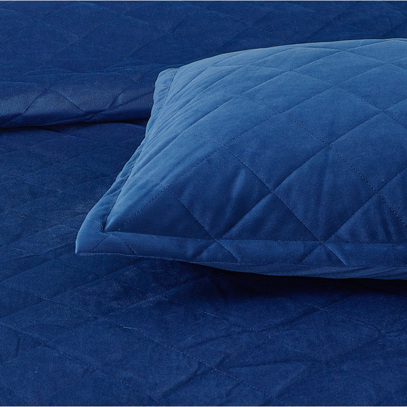 Polyester Coverlet with Pillow Shams Included, Blue