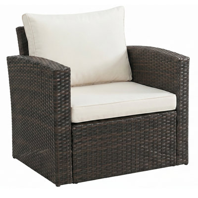 Fauteuil d'extérieur en osier avec coussin Brémer