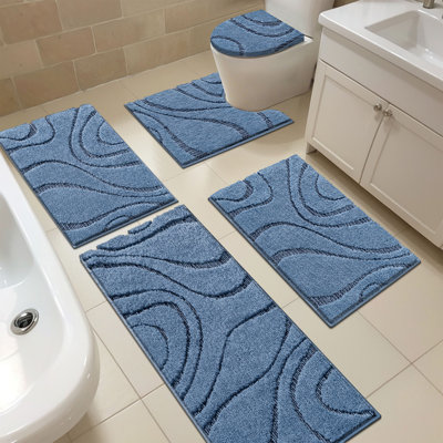 Ensemble de tapis de bain en microfibre 5 pièces avec envers antidérapant