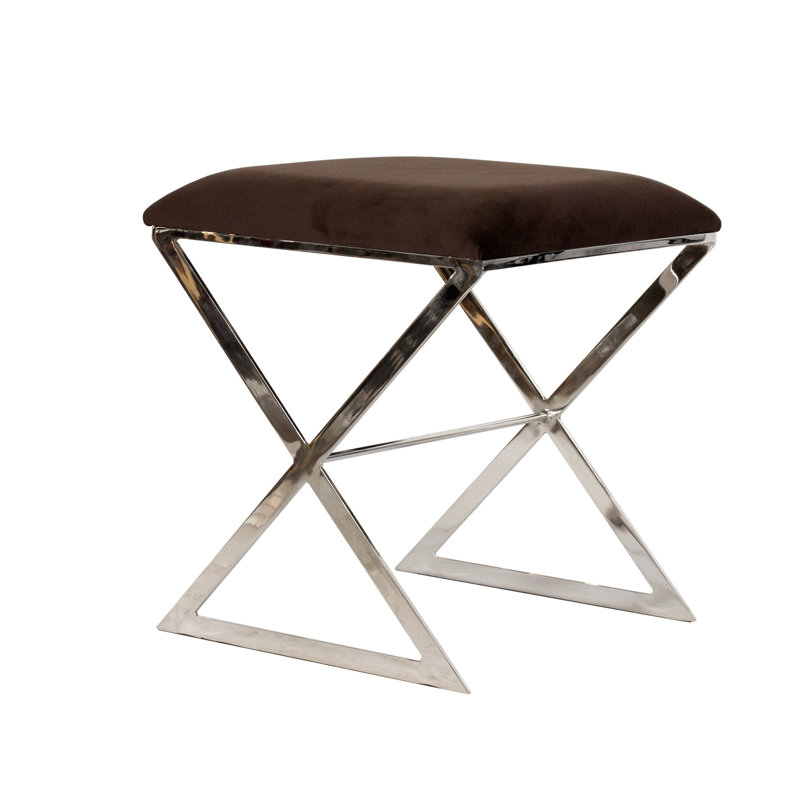 Iron Accent Stool, Brown, Nickel Plated