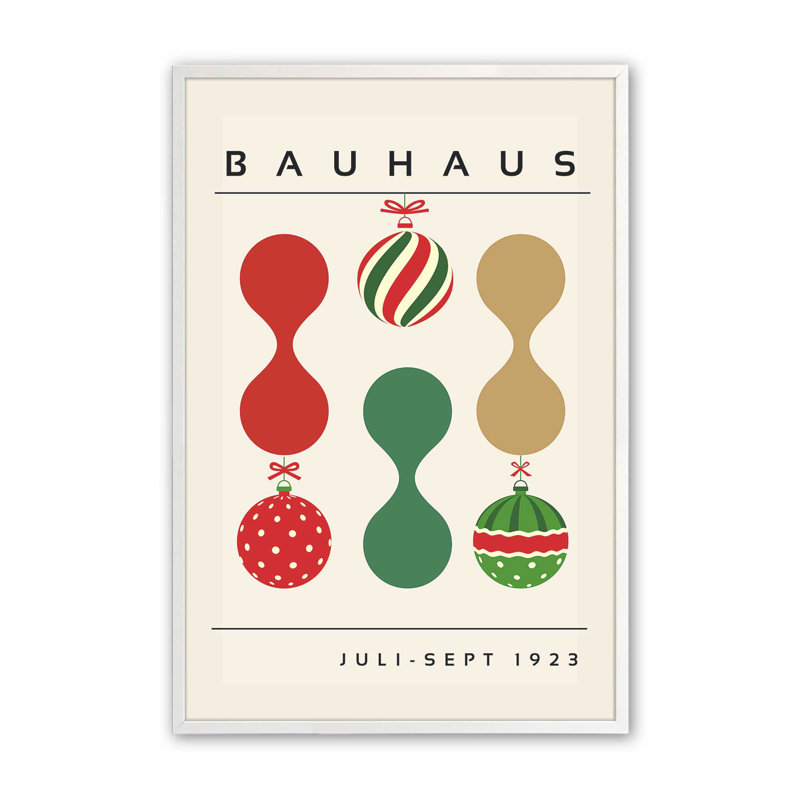 Ornements de Noël rétro Bauhaus, Cadre simple blanc opaque, H 15 po x l 12 po