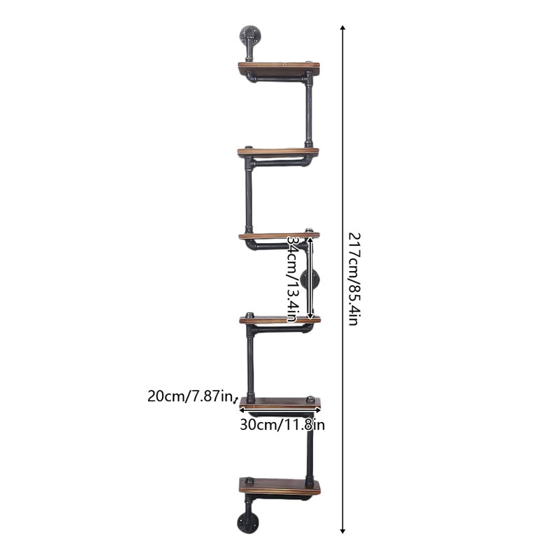 Johnell 6 Piece Tiered Industrial Pipe Shelves