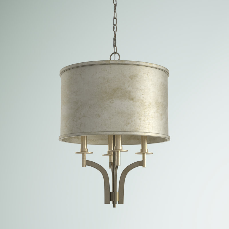 Lustre tambour à 4 lumières Kint, Feuille d’argent collée
