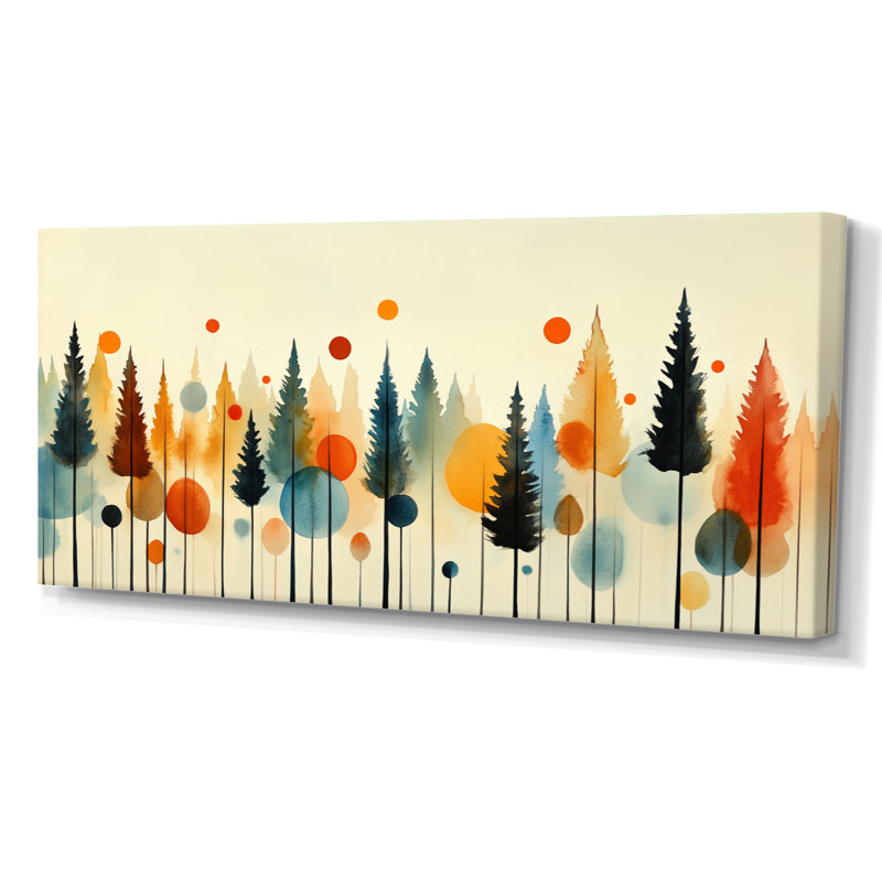 «Blue Orange Summer Valley Pine Forest Silhouettes III», impressions encadrées paysage, décoration murale rustique