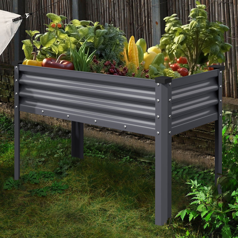 Jardinière surélevée en acier galvanisé avec doublure en tissu et trous de drainage, Rustic