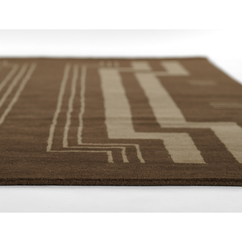 Hand Tufted Wool Geometric Area Rug in Brown, Runner 2'6" x 8'