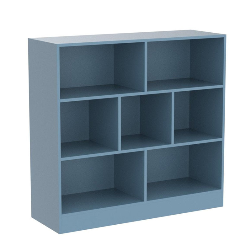7 Cubes Short Horizontal Bookshelf, Bright Blue