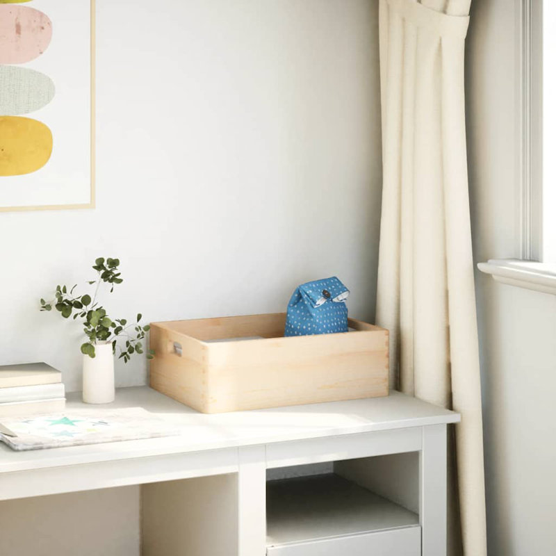  Boîte de rangement en bois massif, Beige