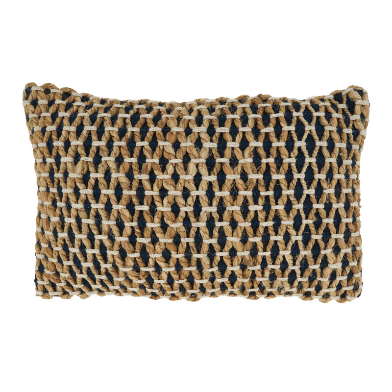 Islander Collection Cotton Throw Pillow, Polyester/Polyfill, Navy Blue, 12"H x 20"W