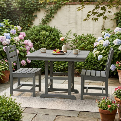 Ensemble de salle à manger Hdpe Table carrée avec 2 chaises, ensemble bistro 3 pièces toutes saisons