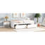 Lit simple en bois d'hévéa massif blanc avec 2 tiroirs, mouvement de tiroir fluide, bois de construction, structure stable, grande capacité de rangement-699328300