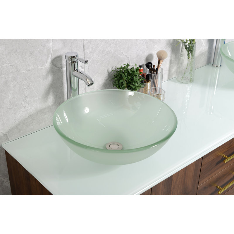 Ensemble de meuble-lavabo mural double, Brun