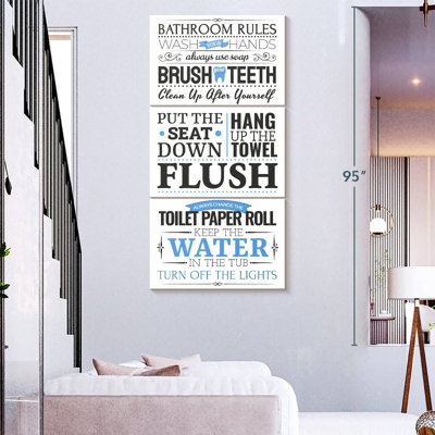 Bathroom Rules Typography Wall Sign