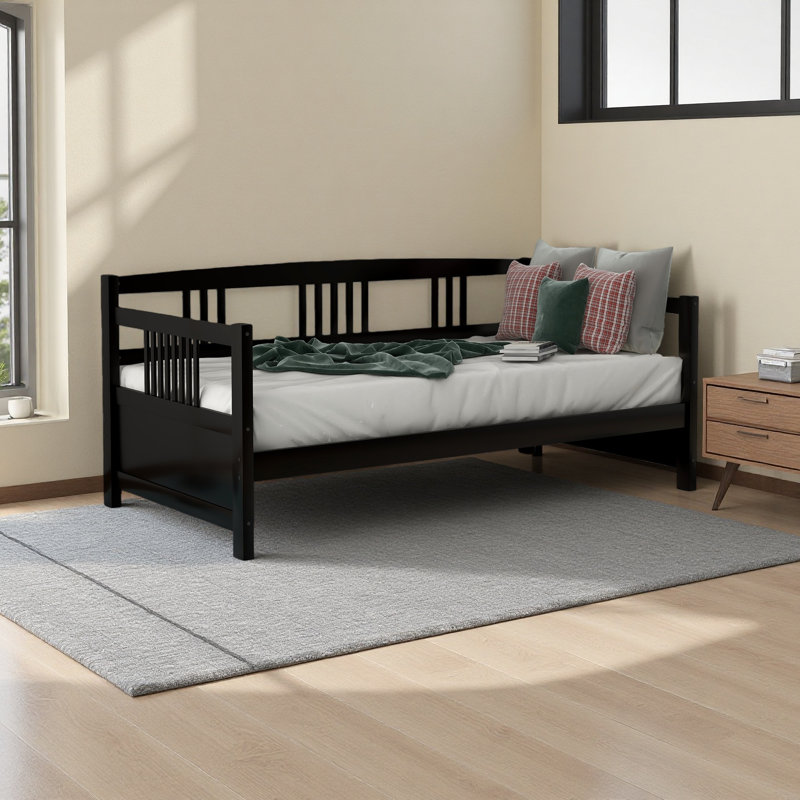 Lit de jour moderne en bois massif, multifonctionnel, taille simple, Lit simple, Espresso