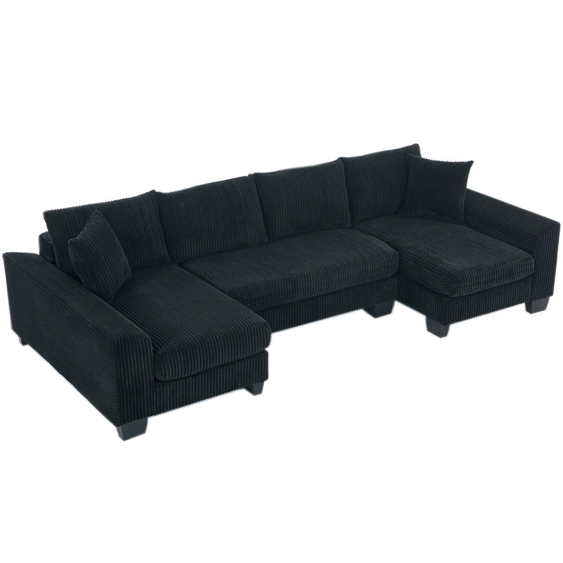 114" Sleeper Sofa,U Shaped Sofa , Pull Out Bed,Convertible Oversize 2 In 1 Sleeper Sofa, Living Room,Upholstery Sofa Bed,Adjustable Sleeper Sofa,Corduroy