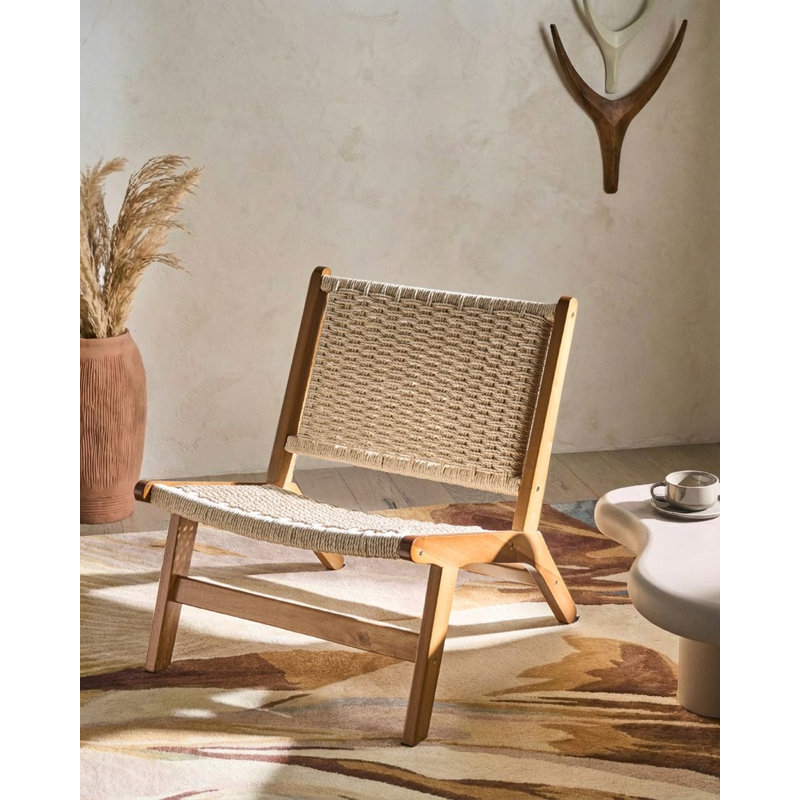 Upholstered Accent Chair, Brown Wood