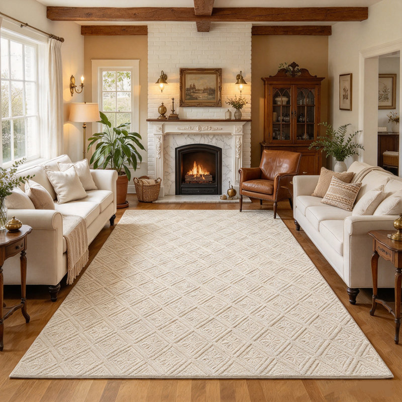 Tapis doux avec motif géométrique en relief, Rectangle 72 po x 108 po