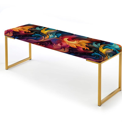 Libre - Abstract Upholstered Gold Bench