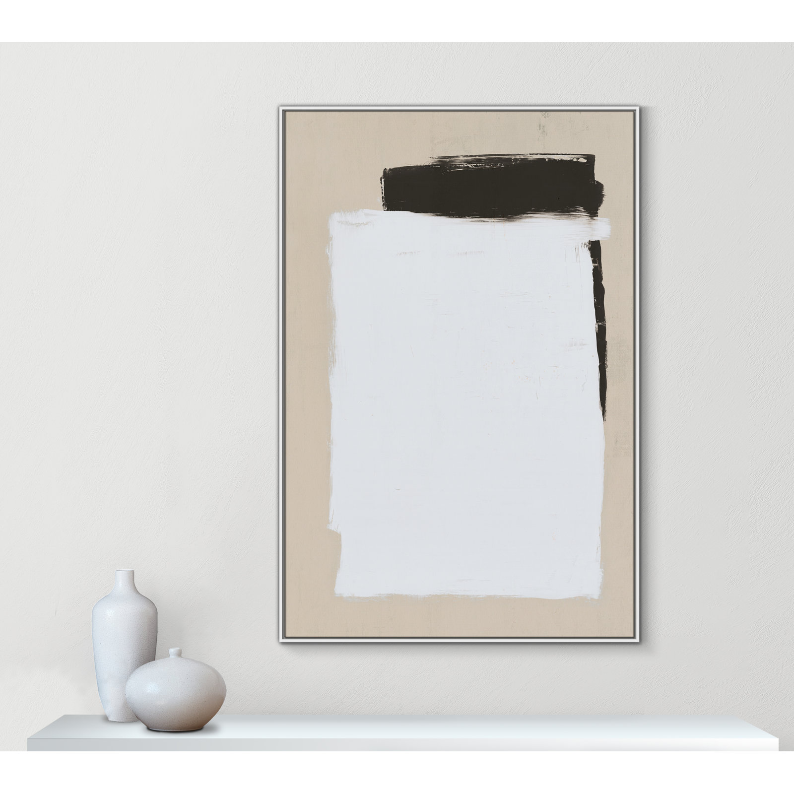 Two Mirrors, 61.5" H x 41.5" W, Framed Canvas, White