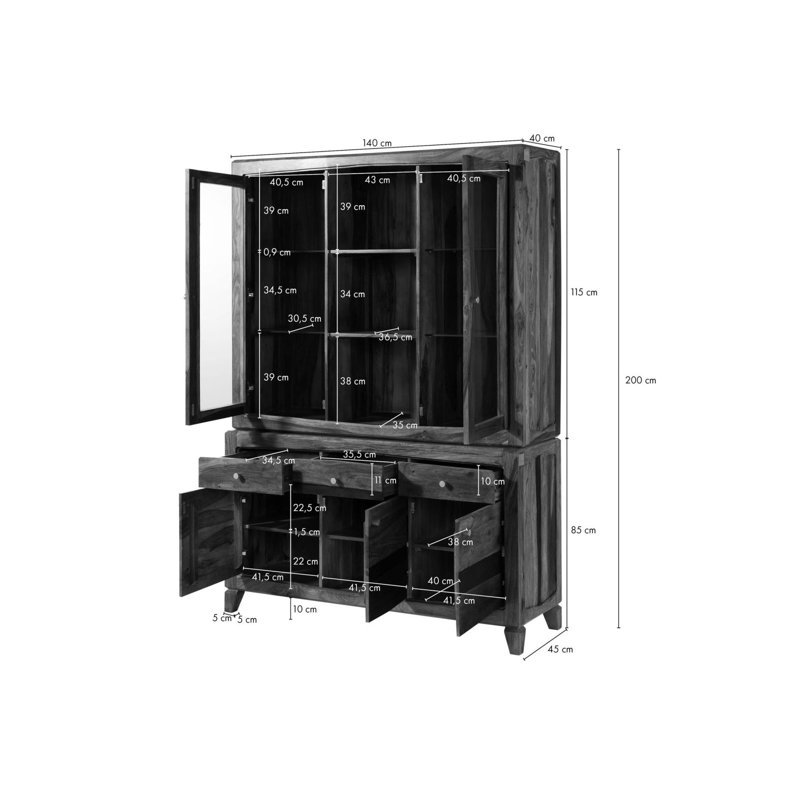Ancona Display Cabinet, Painted Dark Brown