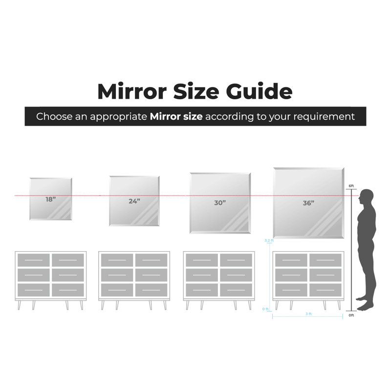 Akeeb Flat Mirror, 24" H x 24" W