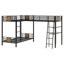 Lit superposé en L avec lit mezzanine avec bureau et tablette