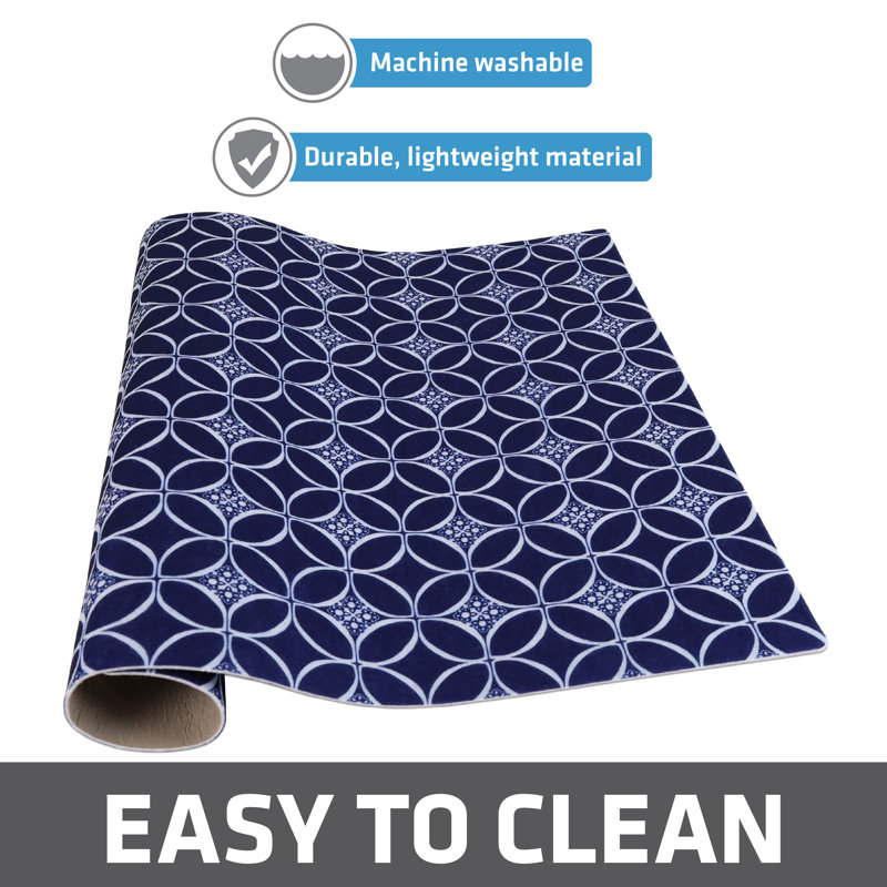 Indigo Blue Low-Profile Super Absorbent Dish Drying Mat 19" x 24"