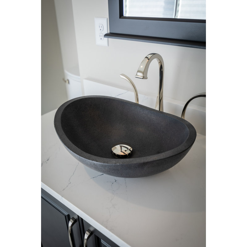 Lavabo de salle de bain vasque ovale en pierre