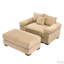 Très grand fauteuil 54,5 po en velours côtelé Cloud Cloud avec coussins décoratifs et repose-pieds, facile à assembler-116743597