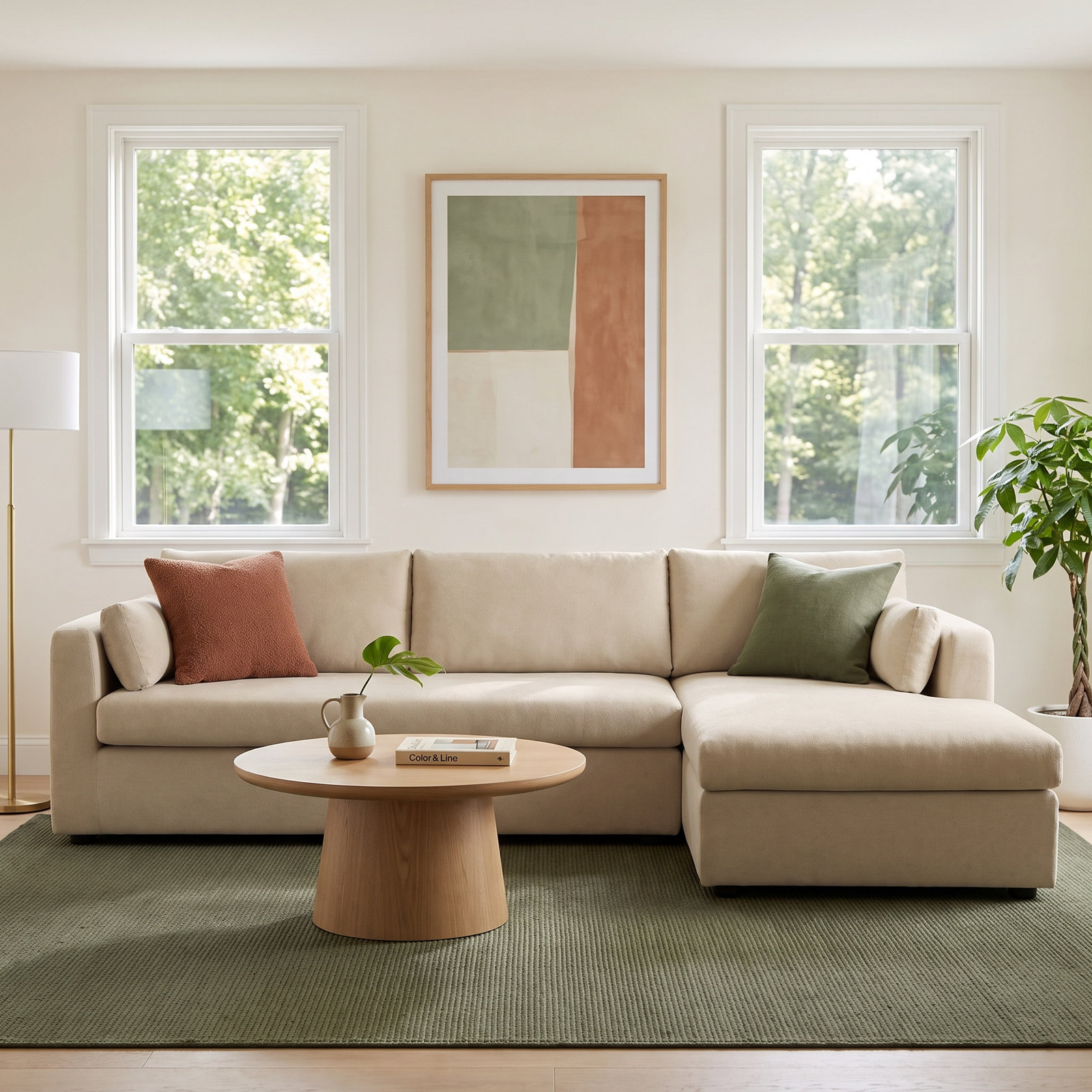 Sofa Bed with Storage Chaise, Beige Polyester, Right Hand Facing