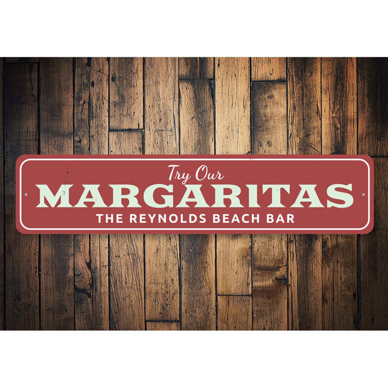 Plaque de bar en aluminium Margarita Beach, H 4 po x l 18 po x P 0,04 po