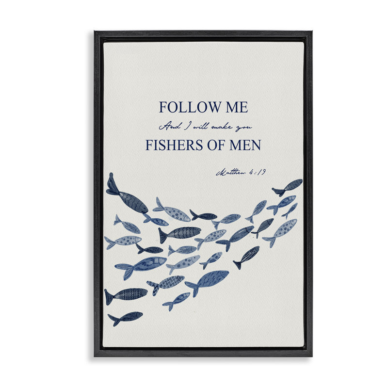 Cadre flottant Follow Me Fishers Of Men, design par Yen, Cadre flottant noir de jais, H 25 po x l 17 po