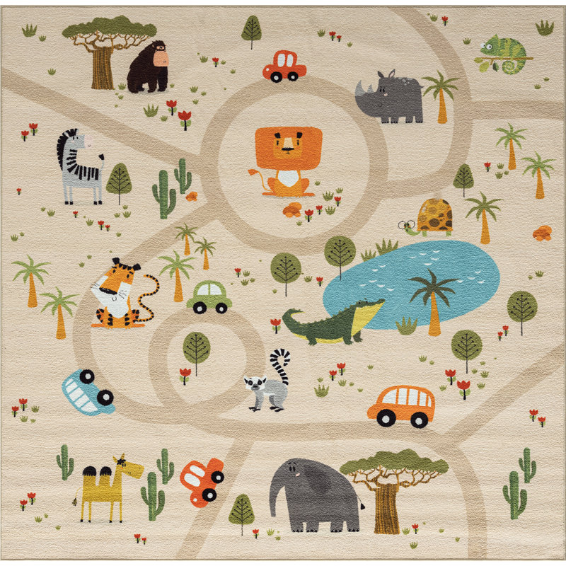 Captain Happy Kids Beige Rug, Square 200cm
