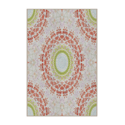 Tapis vert/rouge tissé à la machine