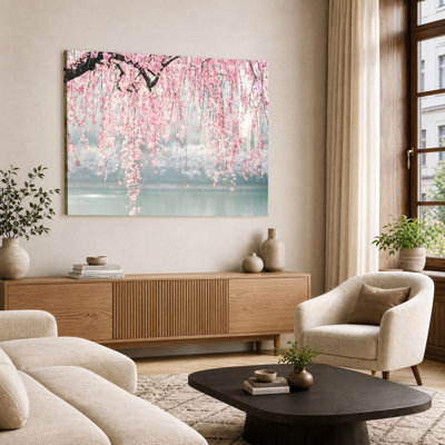 Impression sur toile encadrée en bois, "Blossoms Over The Snow", décoration murale unique et créative