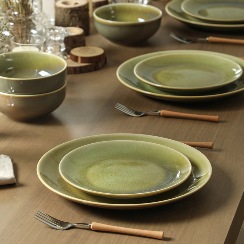 Stone Lain Riley 12-Piece Dinnerware Set Stoneware, Green