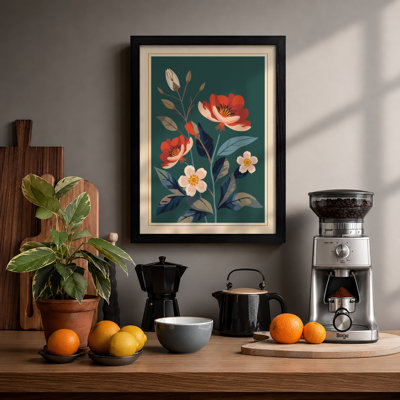 Coral Blooms Study Botanical - Framed Print