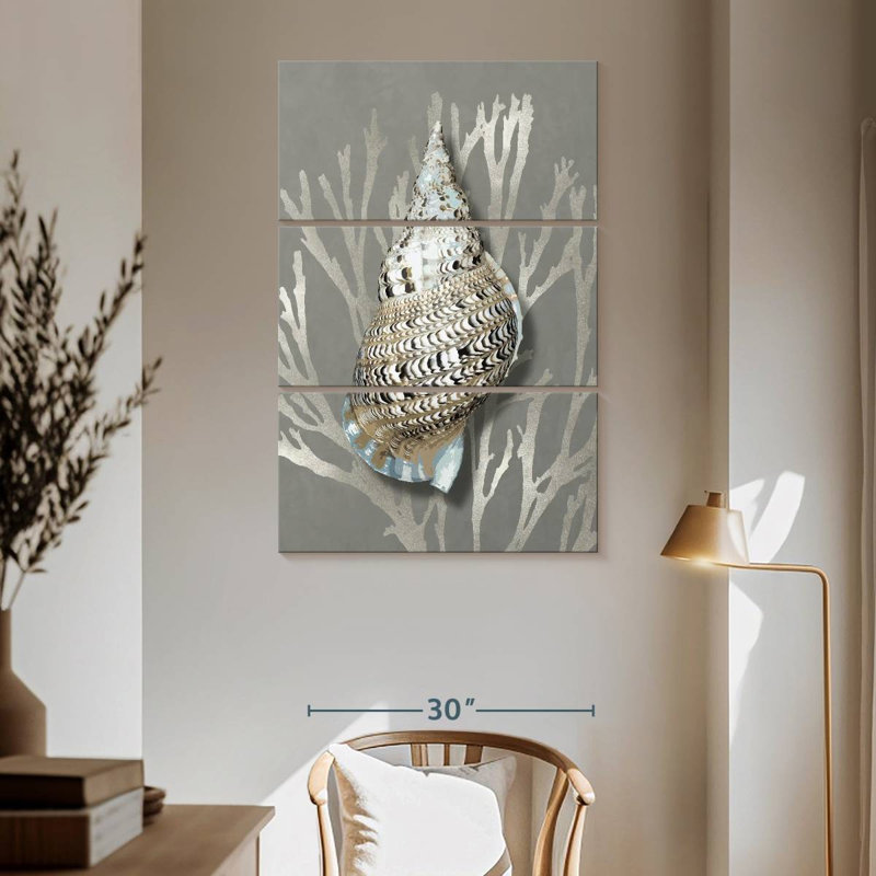 Shell coral silver on gray i Aletra, H 65 po x l 42 po