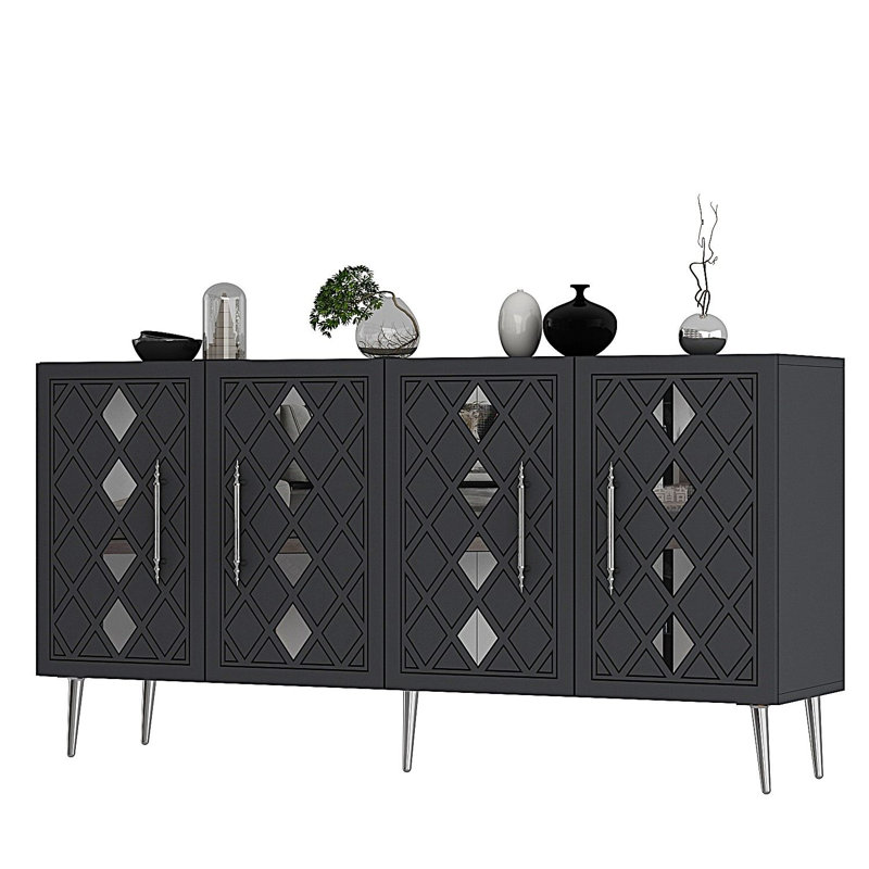 Olivia 150cm Console Table, Grey/Silver