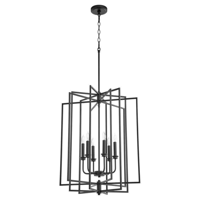 Melora 6 - Light Dimmable Lantern Geometric Chandelier, Noir, 28.50" H x 22" W