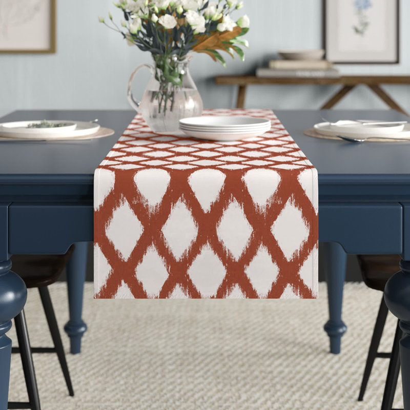 Koziol Geometric Table Runner, 90" L x 16" W, Rust, Geomatric
