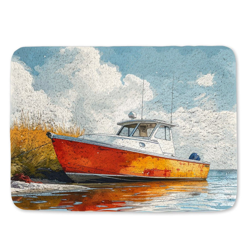 Tapis de bain bateau de pêche, L 17 po x L 24 po
