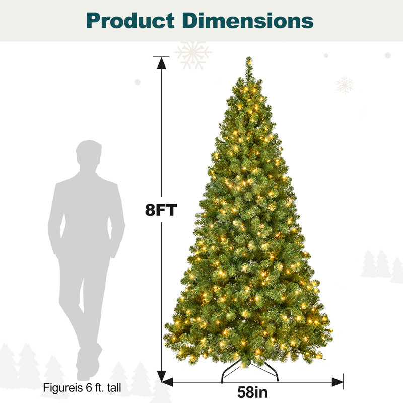 Arbre de Noël artificiel vert pré-éclairé, 8'