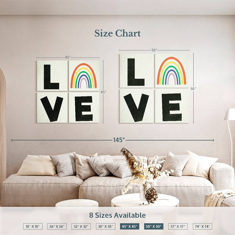 Tergel Love Rainbow Typographie, H 50 po x l 50 po