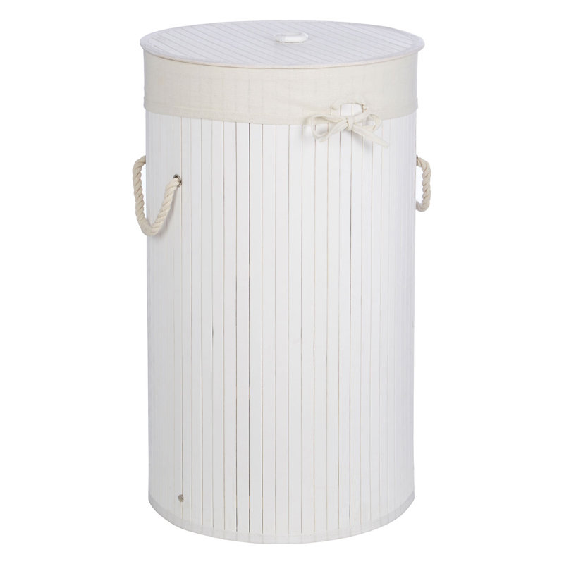 Audubon Wood Laundry Hamper with Handles, White
