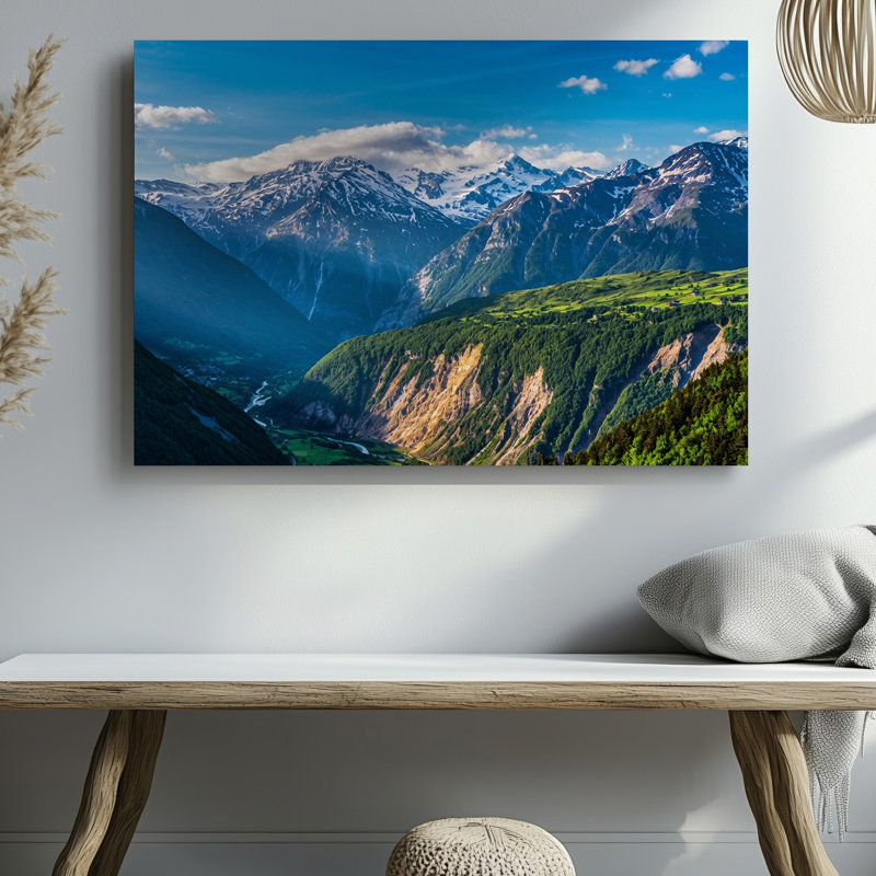 Toile, vue panoramique à couper le souffle sur les majestueuses montagnes enneigées sous un art mural, H 9 po x l 12 po