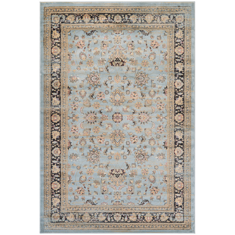 Tapis bleu ciel/noir Connors, Rectangle 2 pi x 3 pi 7 po