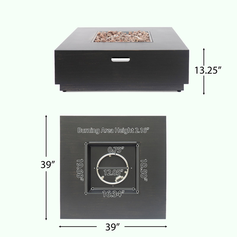 40'' SQUARE IRON FIRE PIT, Brown Gold
