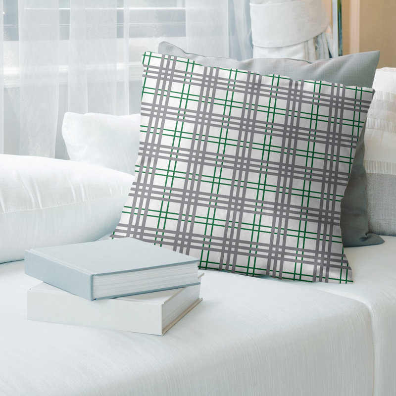 Housse de coussin Football Luxury, Blanc / vert / argent, 26 po x 26 po, Polyester sergé